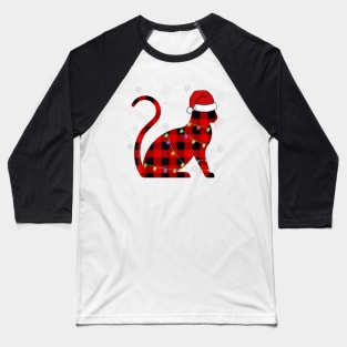 Christmas Cat Lights Baseball T-Shirt